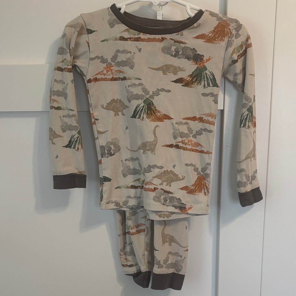 Burt’s Bees Baby Dinosaur Print Kids Pajamas - Cream and Brown
